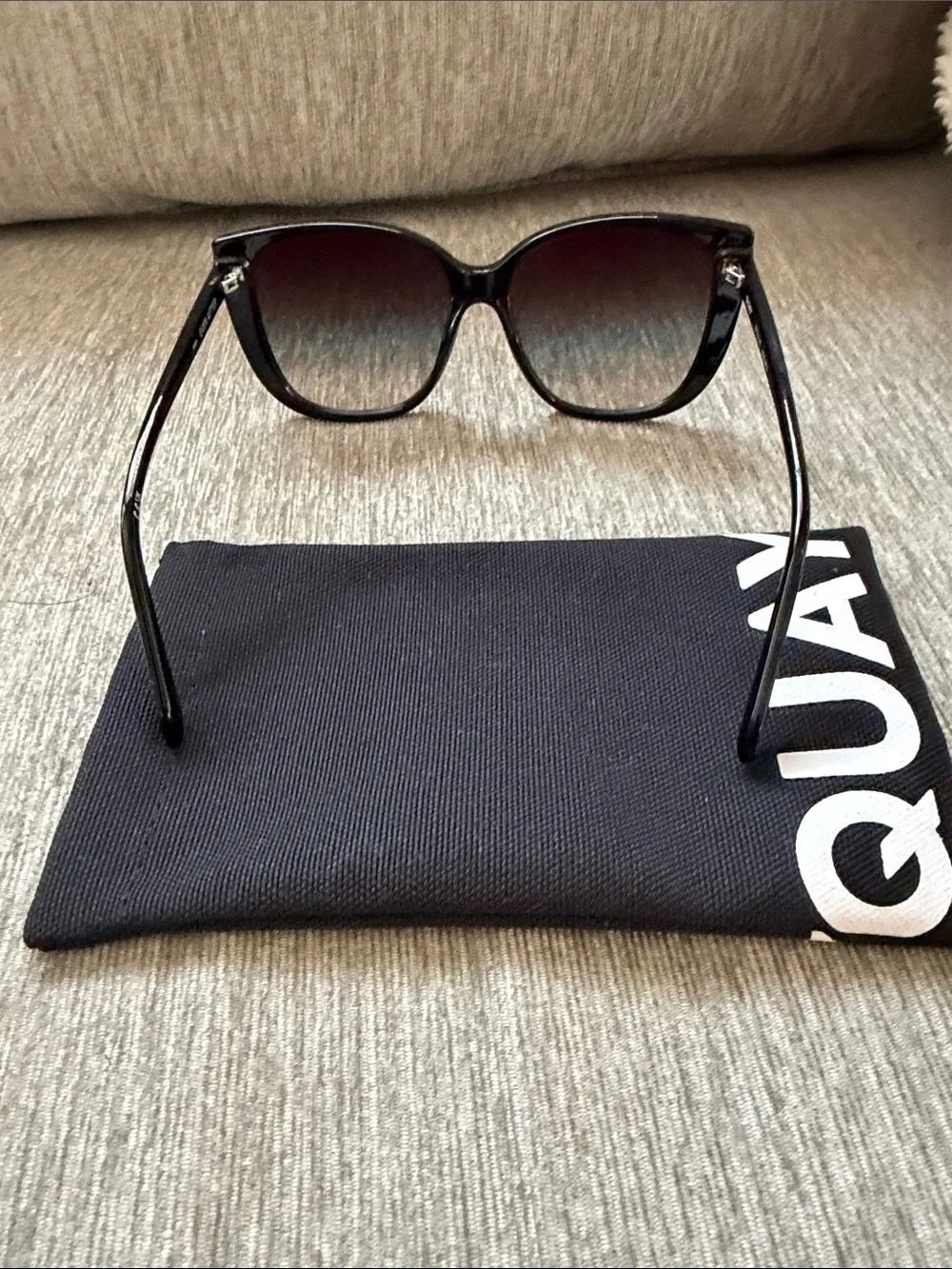 Quay Australia Black Oversized Cat Eye Sunglasses